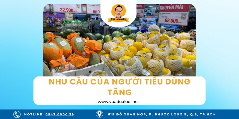 Vua Dưa Lưới - Dưa Lưới Sạch - Giá Dưa Lưới Vàng Chuẩn VIETGAP Nhu cầu tiêu dùng dưa lưới tăng giảm tùy theo mùa